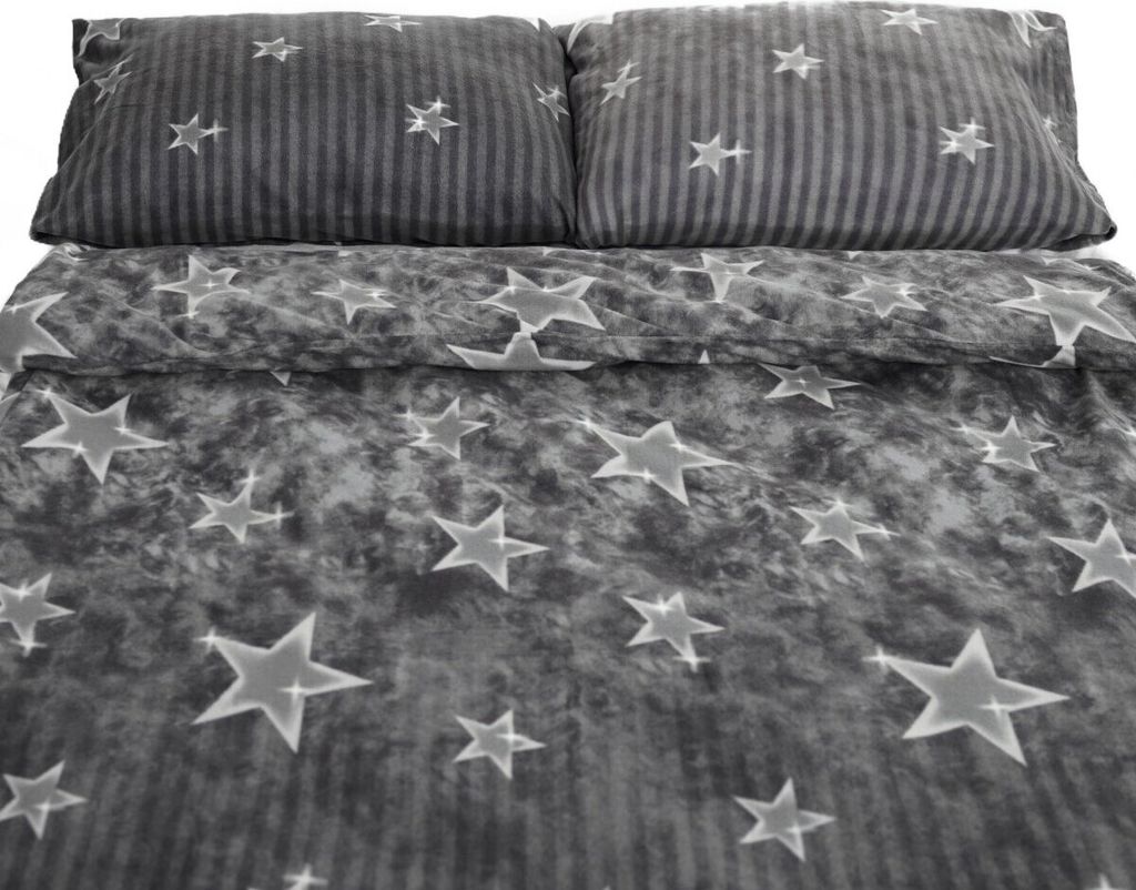 Fleece Bettwäsche mit Sternenmuster in Grau Kuschelig und Produktbild 