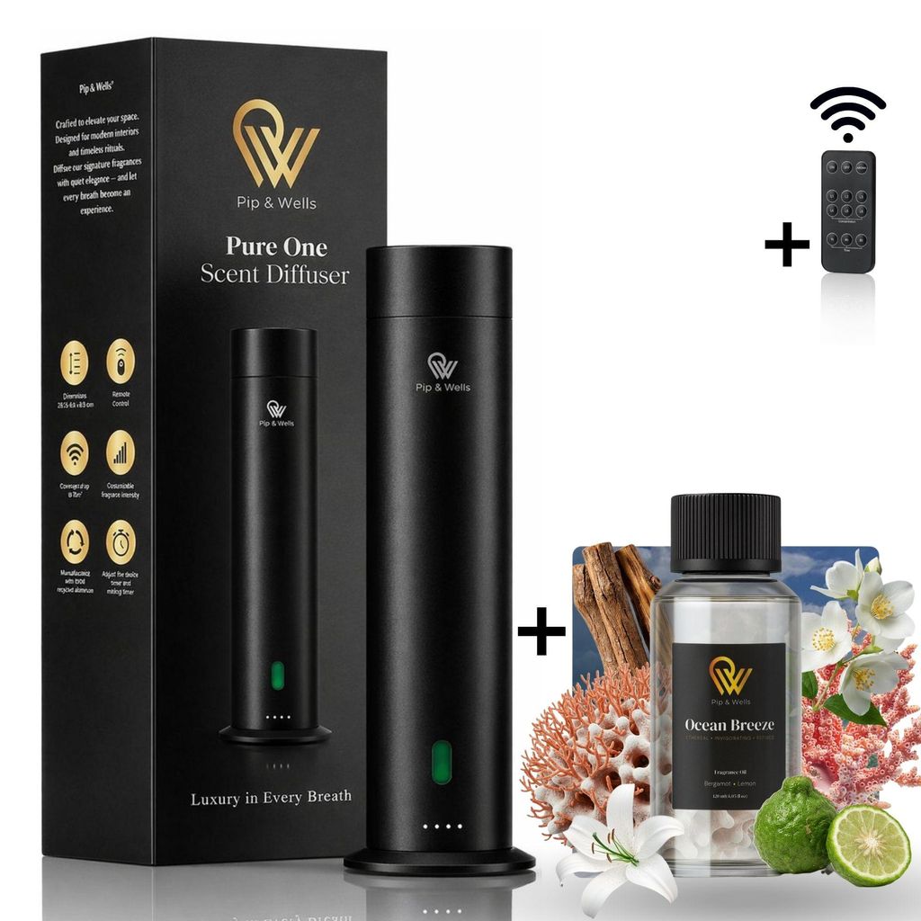 Pip & Wells Luxurious Aroma Diffusor Kabellos – Pure One Wiederaufladbar Raumduft Diffusor mit Eine Duft(120 ml) & Wasserloser Nano Technologie