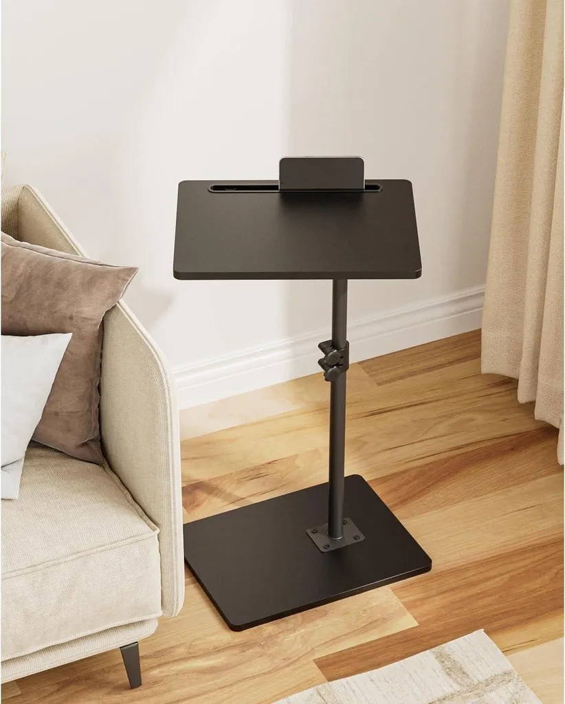 Tavolino a C regolabile in altezza con rotazione a 360° 40x30x(45-81) cm legno nero