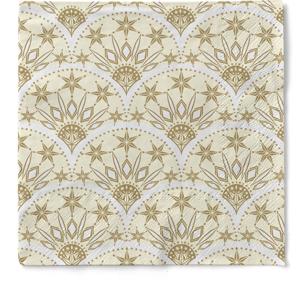 Tissue Serviette Saphira in Champagner-Gold, 3-lagig, 33 x 33 cm, 100 Stück - Mank - Weihnachten Ornamente