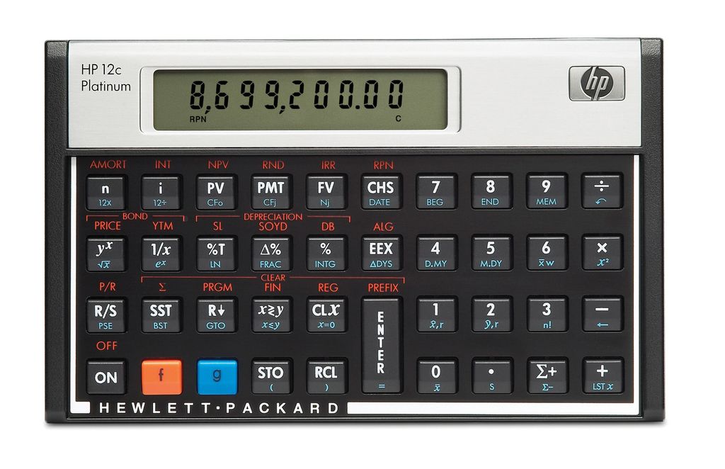 HP 12c, Desktop, Finanzrechner, 10 Ziffern, 1 Zeilen, Akku, Produktbild 