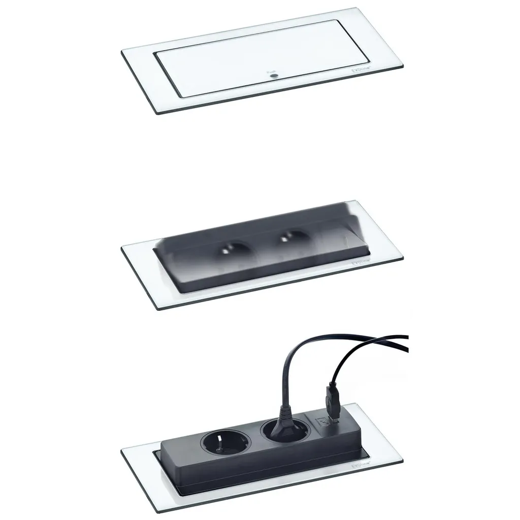 Double prise encastrable Evoline en acier inoxydable brossé durable - 2