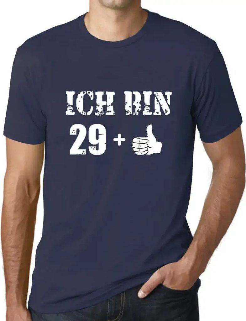 Herren Grafik T-Shirt Ich Bin Plus Thumb Up One Öko-Verantwortlich Vintage Jahrgang Kurzarm Lustige Druck Geburtstag Geschenk Mann