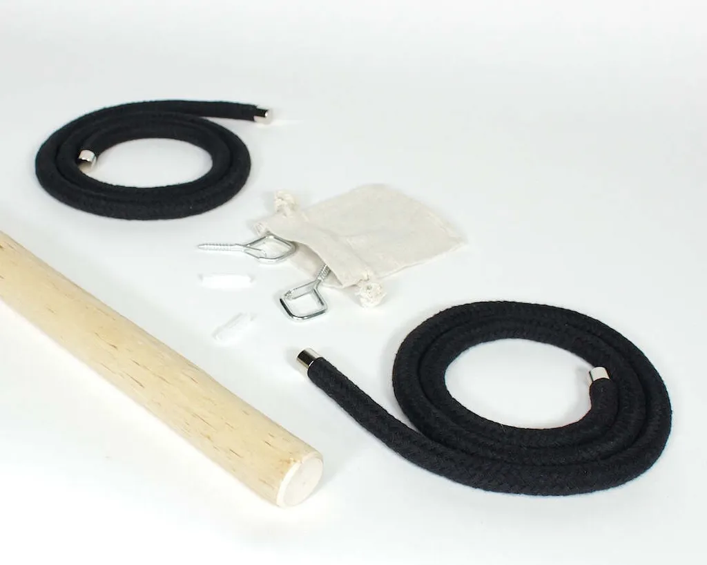 Appendiabiti Sospeso Legno Herbeschick Naturbursche 85cm Corda Nera - 5