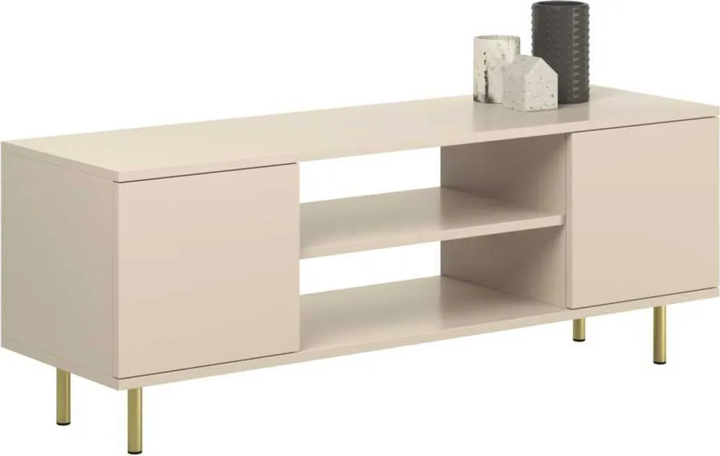 Mobile RTV Focus Cashmere 135 cm - Porta TV Elegante con Gambe Oro