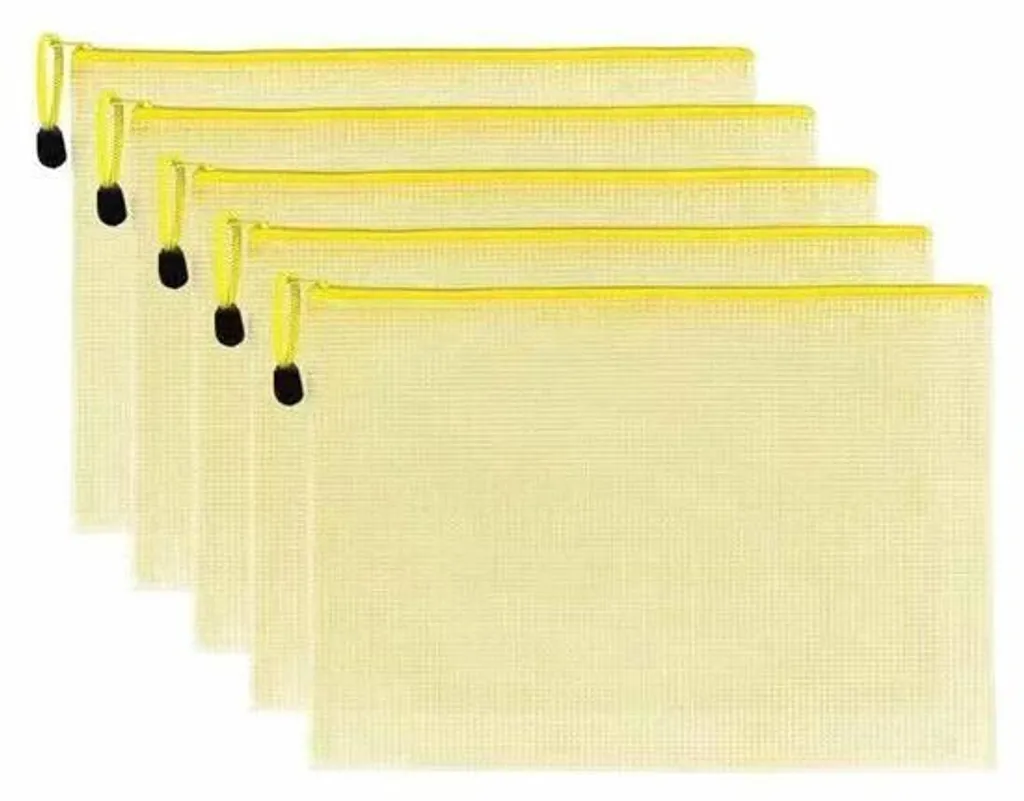 Pochette plastique zip A5 imperméable pour protéger vos factures jaune