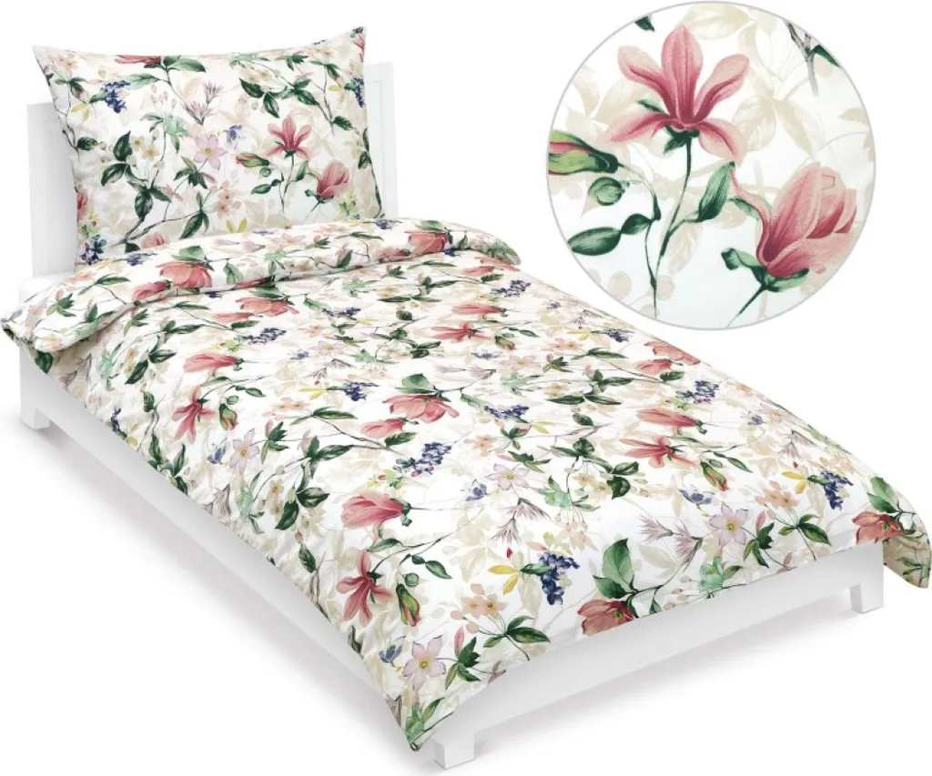 Set Letto Hotel Style Cotone 140x200 | Rosa & Verde Minimal