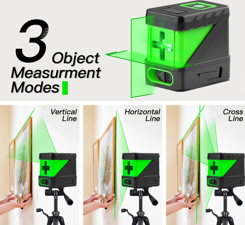 Niveau laser 2 lignes vertes haute visibilité pour bricolage et pose