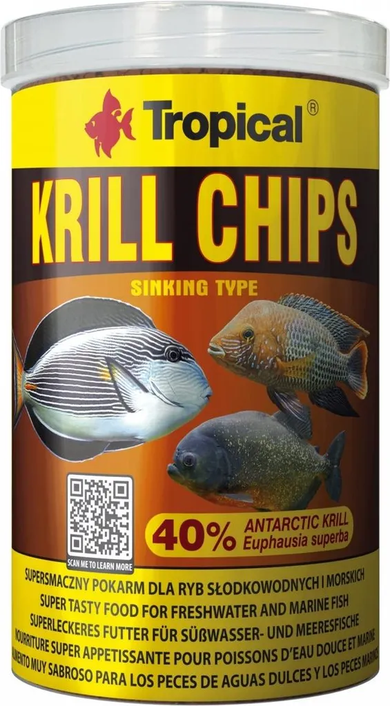 Chips de krill tropical pour poissons : Eau claire et vitalité 250 ml