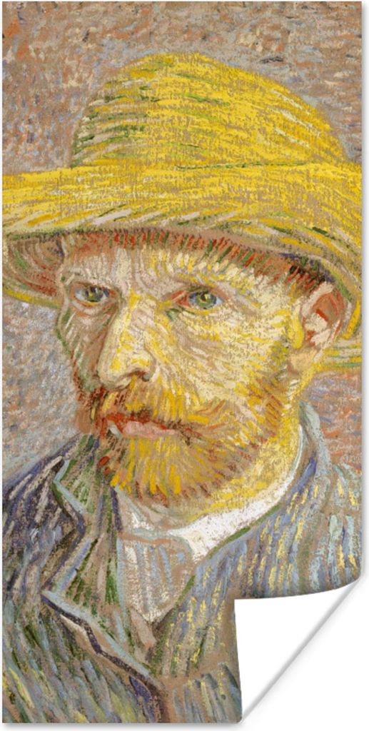 MuchoWow Poster Selbstbildnis mit Strohhut - Vincent van Gogh 80x160 cm - Kinderzimmer