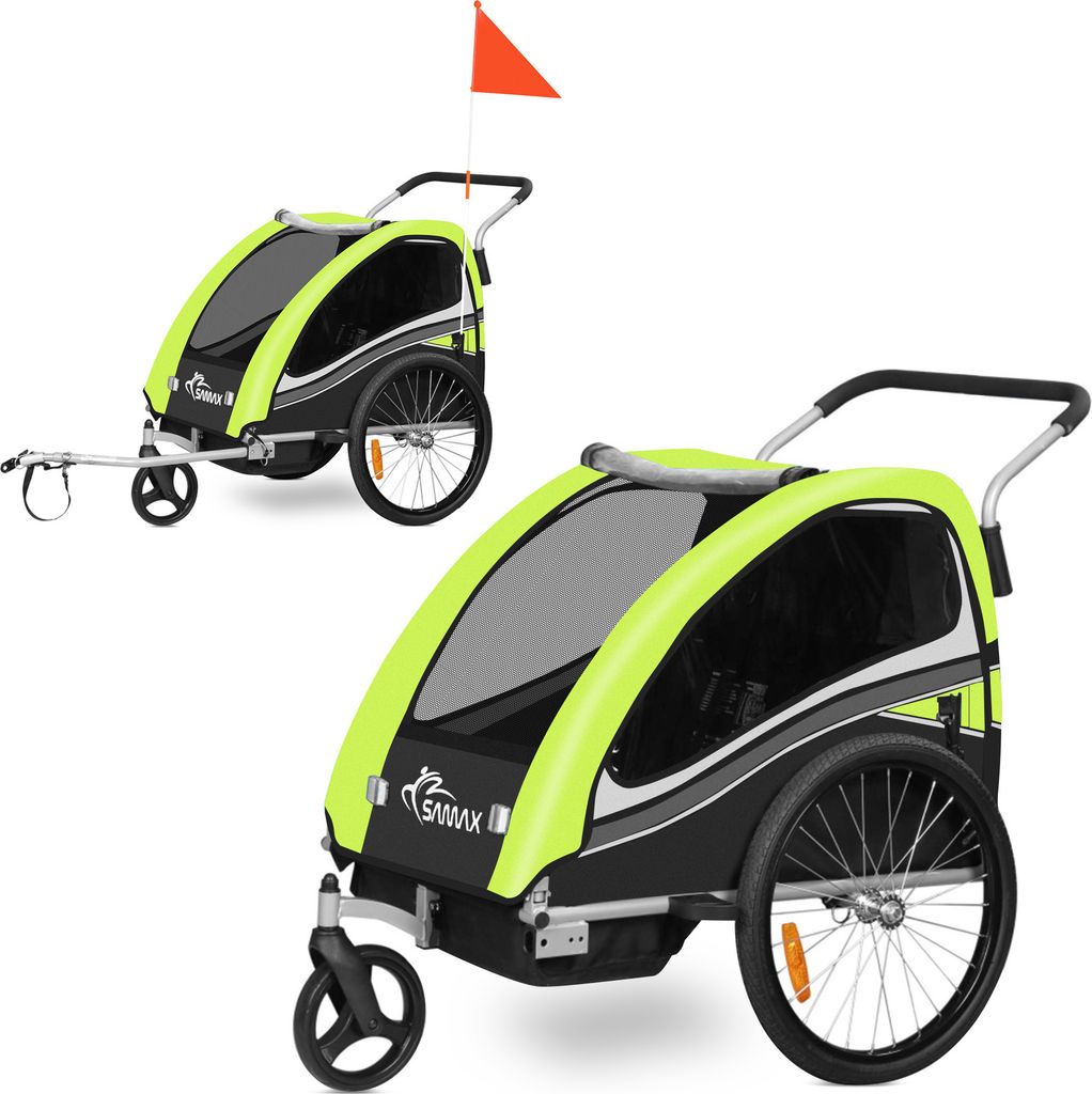 SAMAX 360° drehbarer Fahrradanhänger 2in1 Jogger - in Grün Produktbild 