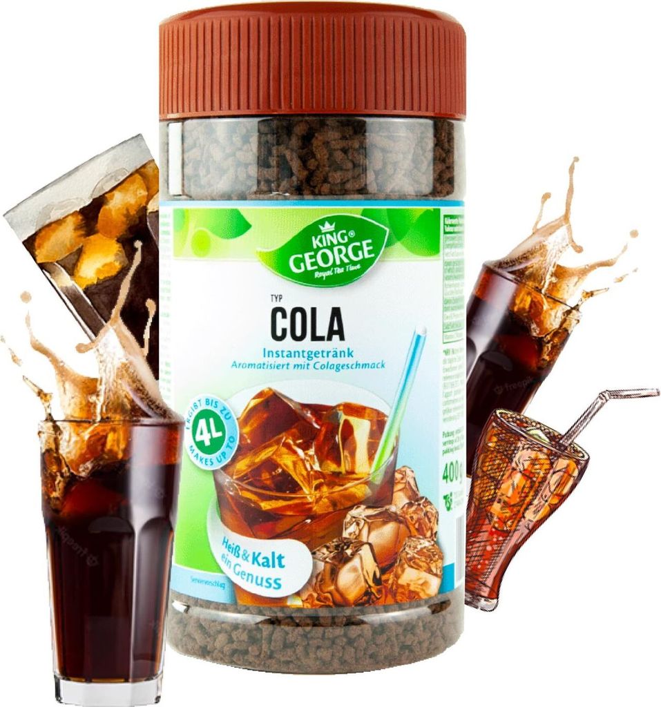 KING GEORGE Instant Tee Cola 12 x 400g Getränkepulver. Produktbild 