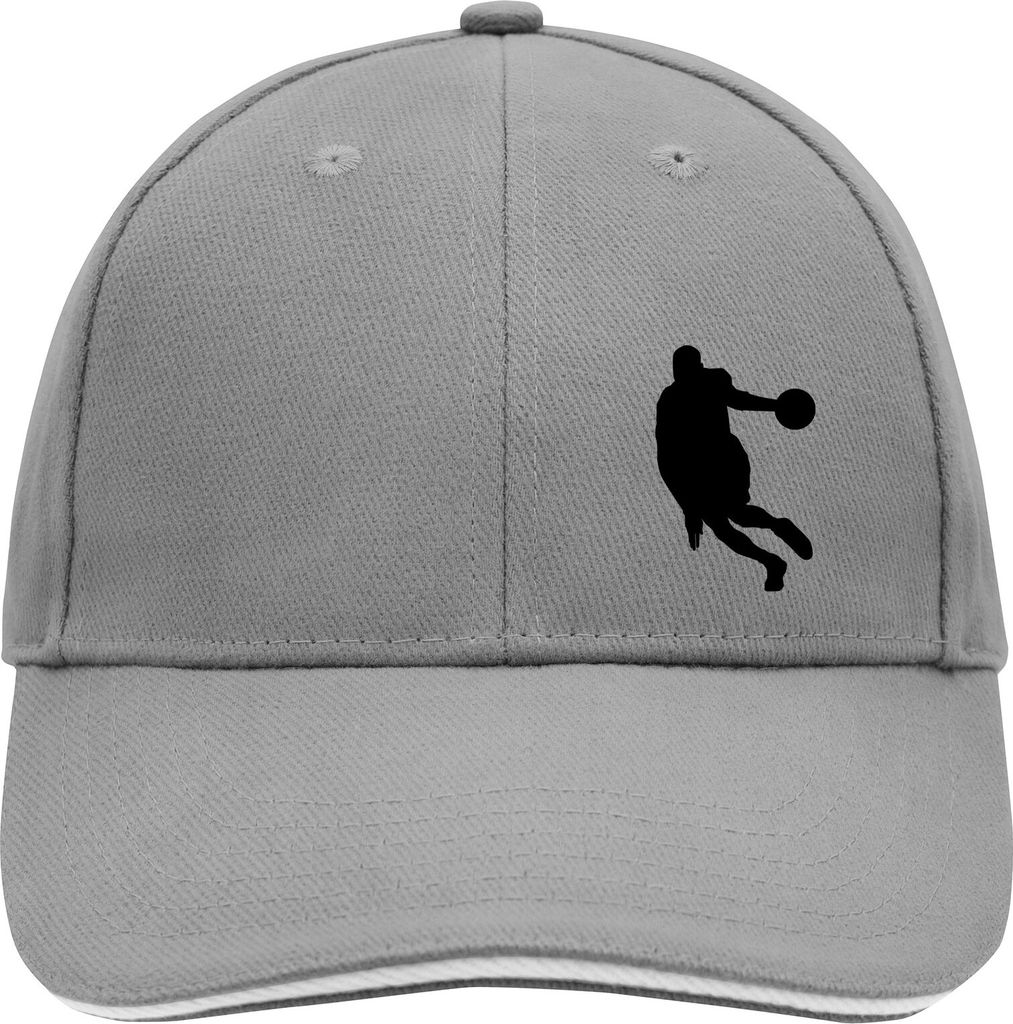 Huuraa Cappy Mütze Basketball Silhouette Dark Grey/White Baumwolle 6-Panel Kappe Geschenkidee