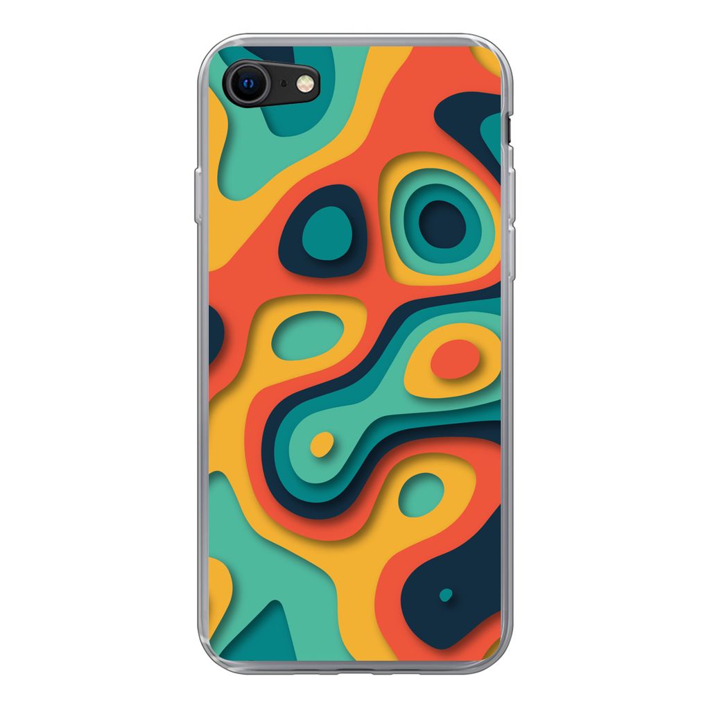 MuchoWow Handyhülle Schutzhülle Hülle für iPhone 8 Kreis - Muster - Farben Silikon Softcase Handy Hülle - Schutzhaube
