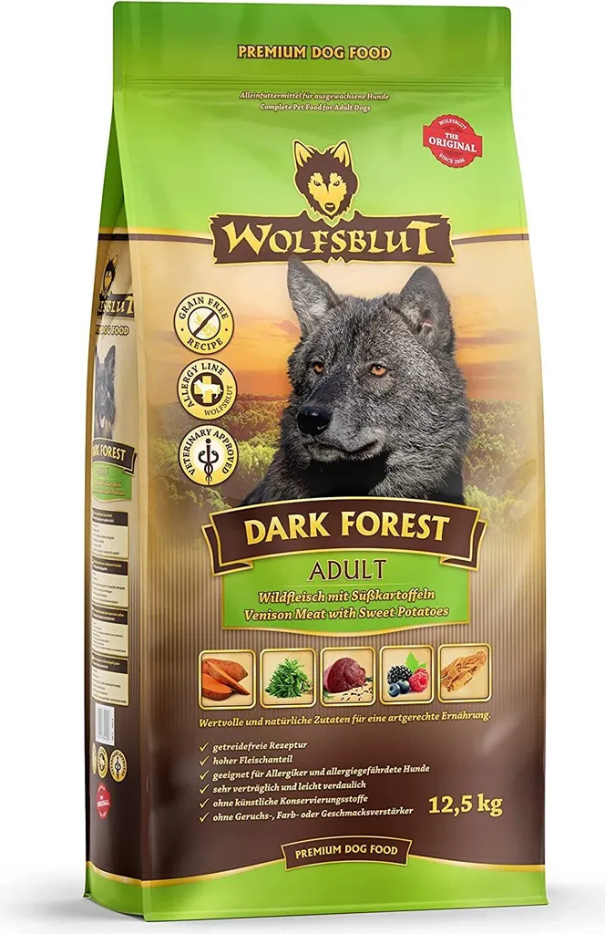 Wolfsblut Forêt Sombre 12,5kg Croquettes au Gibier et Patate Douce Chien