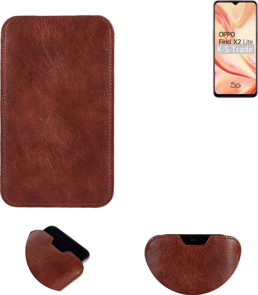 K-S-Trade Schutzhülle Handyhülle kompatibel mit Oppo Find X2 Lite Handytasche Kunstleder Sleeve in braun
