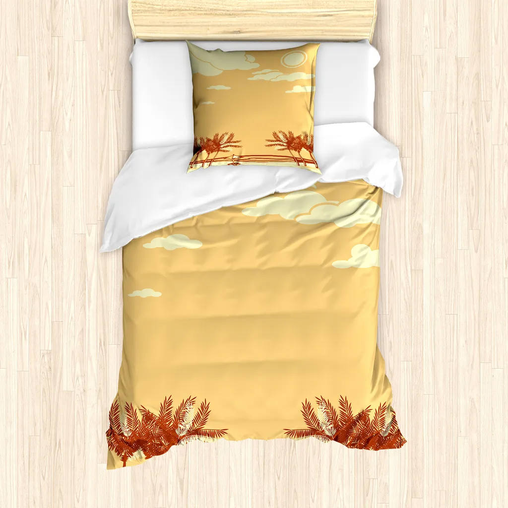 Set Letto Singolo ABAKUHAUS Palme Vintage Senape Antiacaro