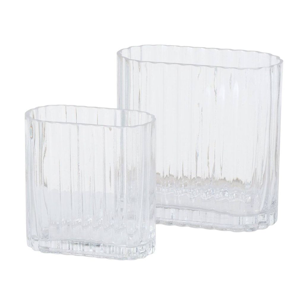 Glasvase TULIPA, länglich, transparentes Glas, 2er-Set