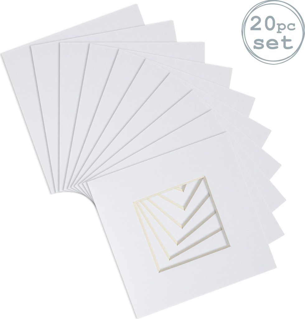 Nicola Spring 20pc Bild Photo Mounts Set - To Fit-Rahmengröße 10 x 10" für Bildgröße 6 x 6" - Weiß
