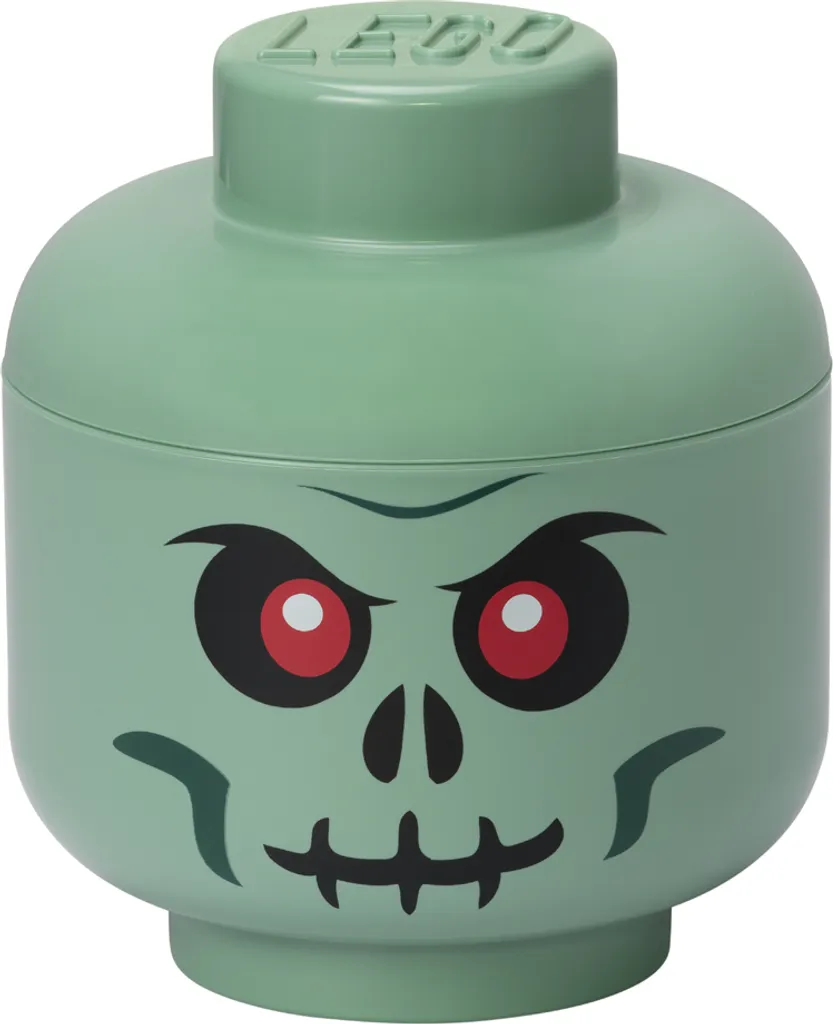Finissez-en avec le désordre : Tête de rangement LEGO Squelette Vert L