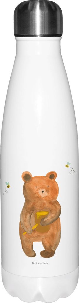 Mr. & Mrs. Panda Thermosflasche Bär Honig - Weiß - Geschenk, Liebe, Honigbär, Wasserflasche, Thermos, thermosflaschen, Partner, Trinkflasche, Te...