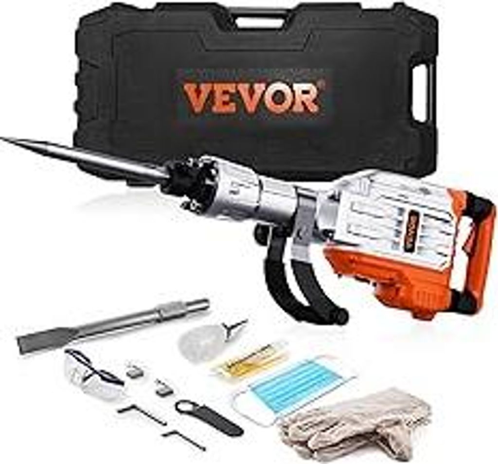 VEVOR Hochleistungs-Betonbrecher Abbruchhammer 3500 W, 60 J Schlagkraft Elektroabbruchhammer, Bohrhammer Betonhammer Stemmhammer 1900 BPM, inkl. Sp...