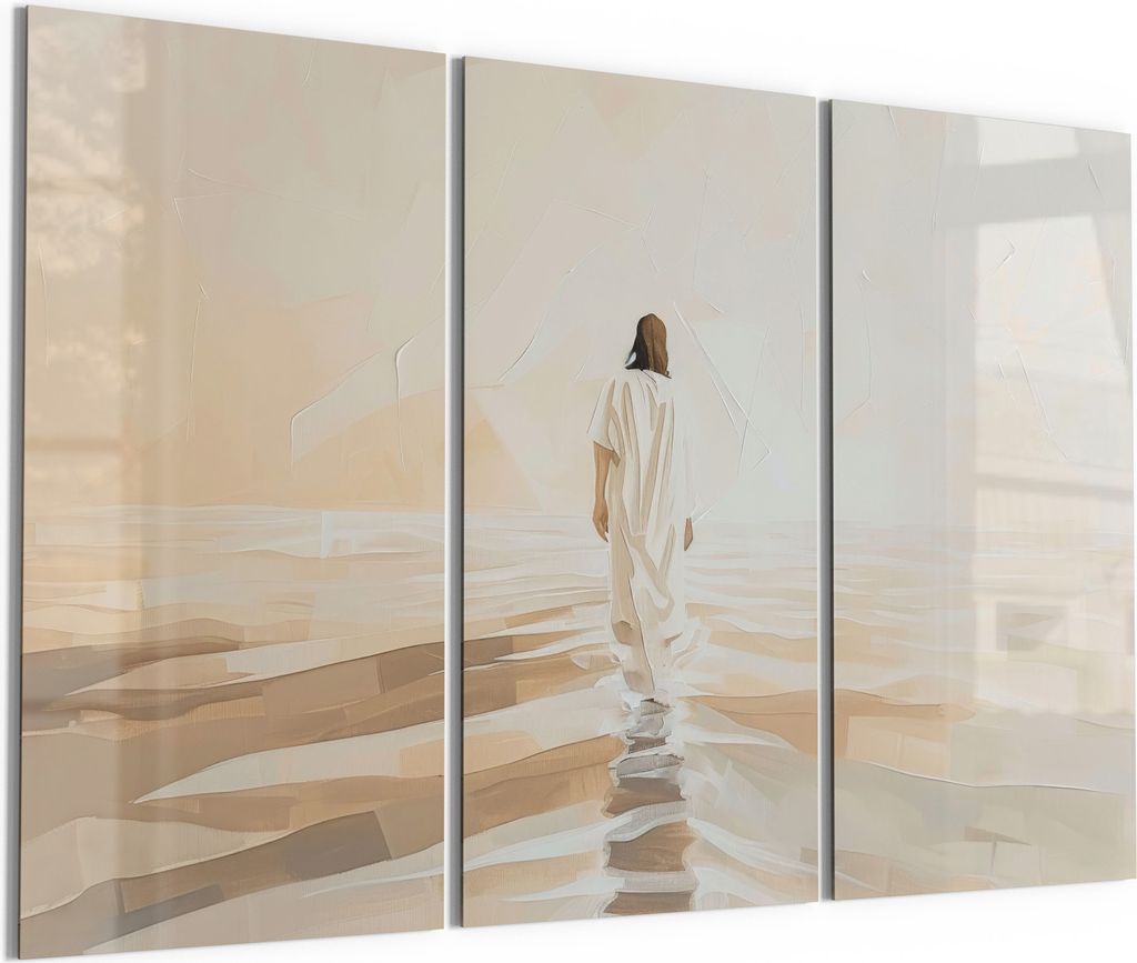 DEQORI Glasbild Echtglas 3x50x100 cm 'Schritte des Friedens' Wandbilder XXL groß