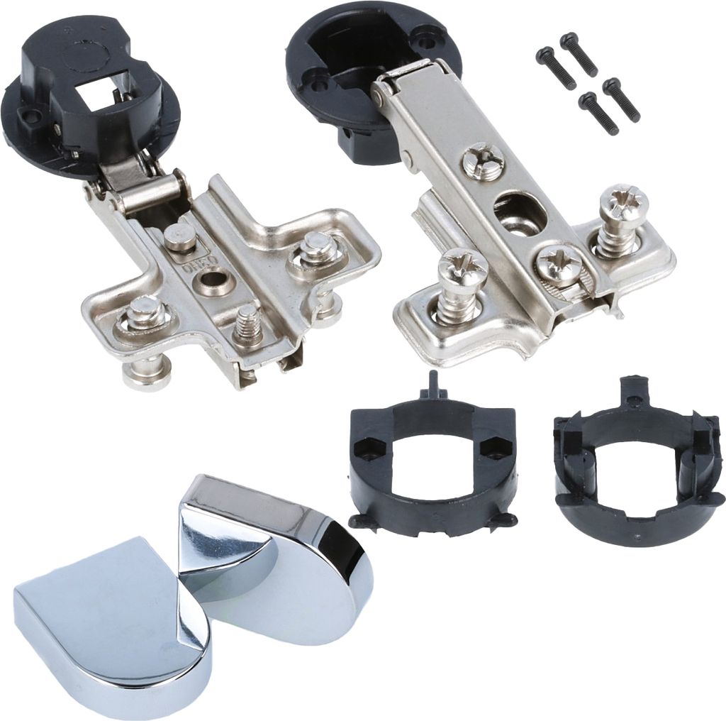 FBA Glastürscharniere 1 Paar Topfbänder Chrom glänzend Ø 26mm Vitrinenscharnier Topfscharnier Eckanschlag Oval #1