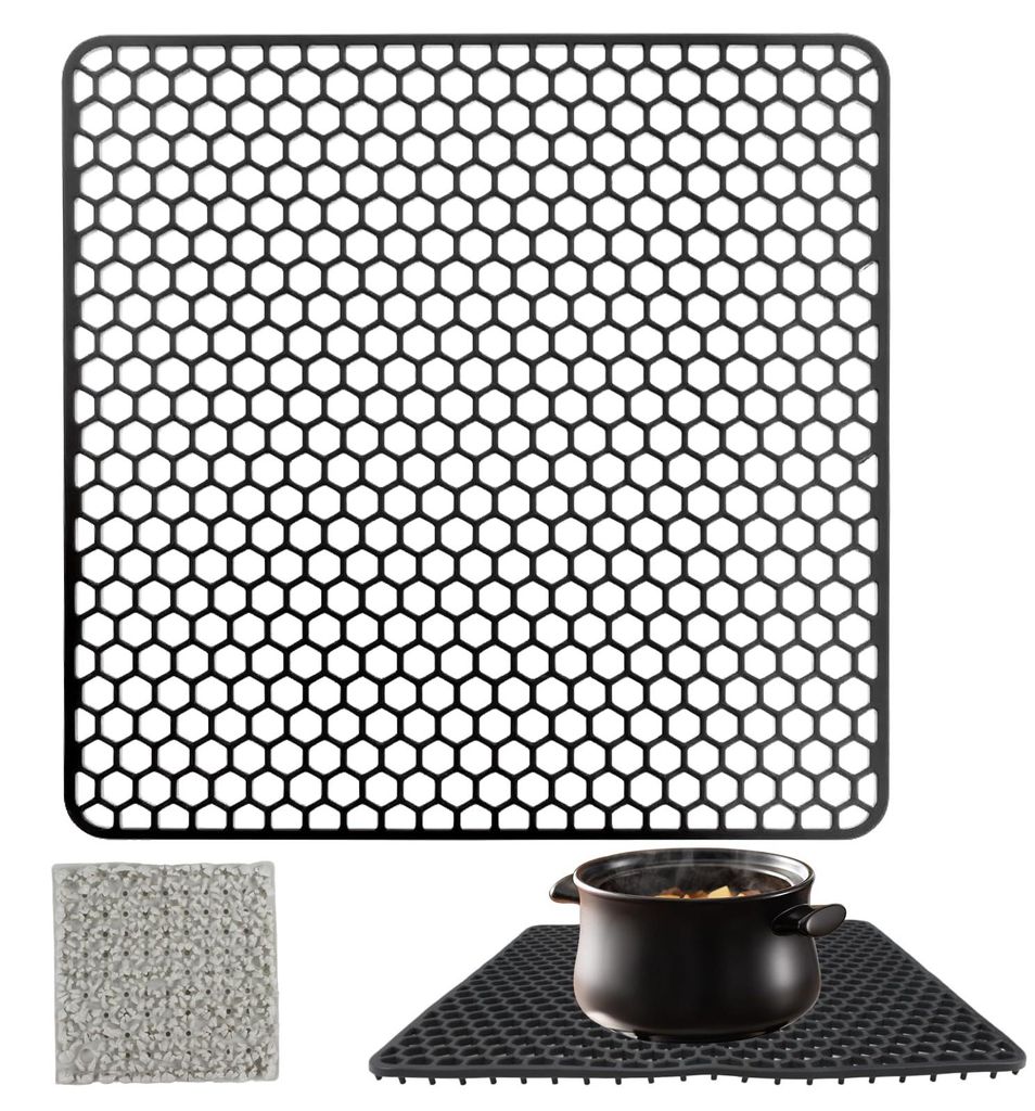 Silikon-Abtropfmatte 30,5 x 30,5 cm, hitzebeständig und rutschfest, lebensmittelechter Silikon-Abtropfkorb, Abtropfmatte, Abtropfmatte zum Abstell...
