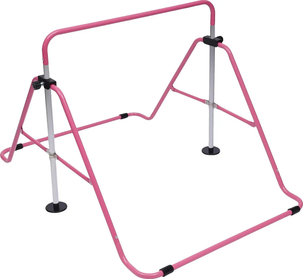 Barre de gym pliable rose ajustable en hauteur pour l'entraînement à domicile