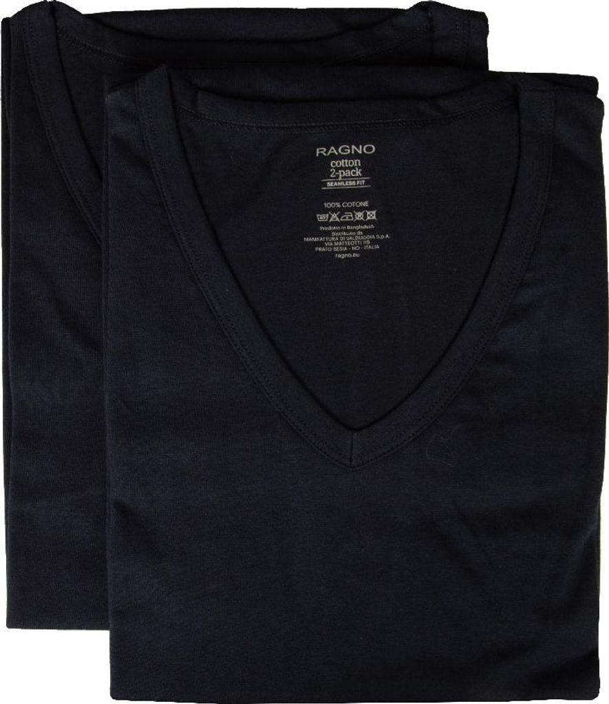 Paket 2 T-Shirt Herren Männer kurze Ärmel Baumwolle V-Ausschnitt Bipack RAGNO Artikel 601418, 7-SETTIMA (EU XXL - F 6 - USA XL - GB 40), Cotone 100%