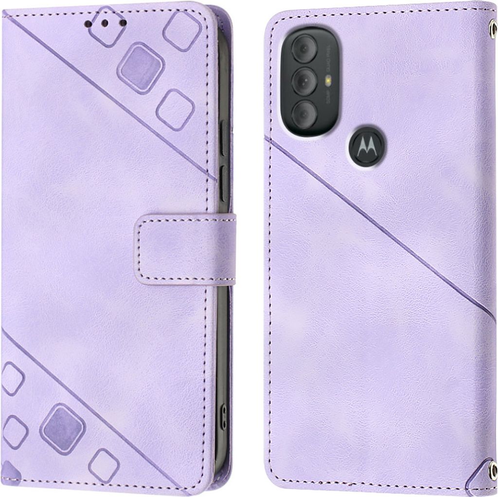 Hülle für Motorola Moto G Power 2022 Prägung Flip Leder Brieftasche Schutzhülle mit Ständer Lila