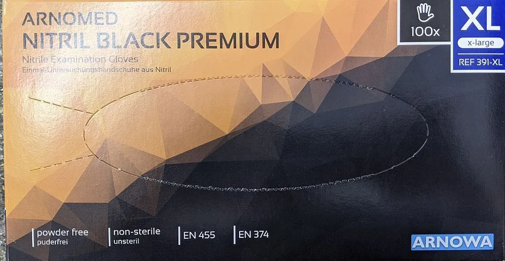 Gants de protection en nitrile noir taille XL sans latex pack de 100