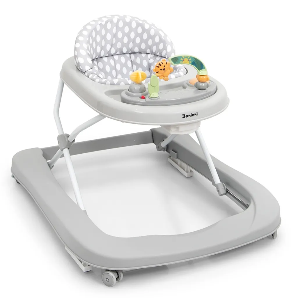 Trotteur Baninni Miro Gris pour Bébé - Aide à la Marche Multi-Positions