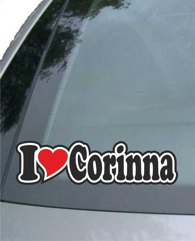 INDIGOS UG - Aufkleber / Autoaufkleber - I Love Heart - Ich liebe mit Herz 15 cm - I LOVE Corinna - Auto LKW Truck - Sticker mit Namen vom Mann Fra...