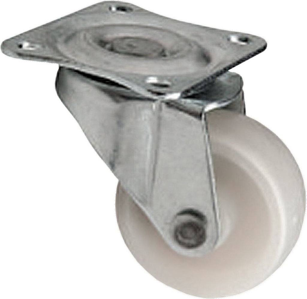Möbelrolle Ø 30 mm, weiss, mit drehbarer Montageplatte, Kugellagerung und 12 kg Tragkraft