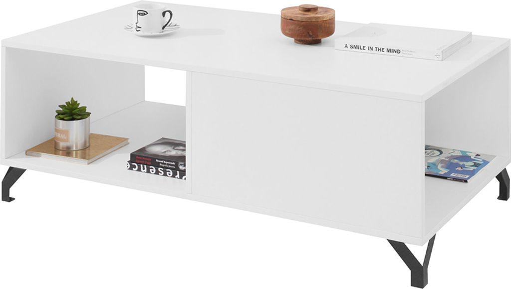 Couchtisch mit offenen Fächern weiß BEND-133