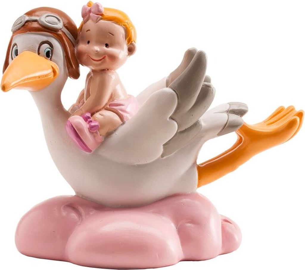Tortenfigur kleines Mädchen und fliegender Storch auf einer Produktbild 
