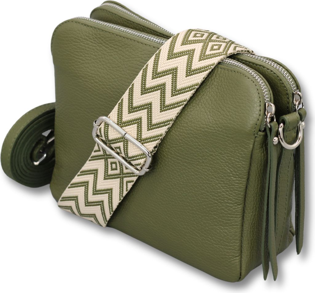 Adel Bags Schultertasche Leder, Umhängetasche für Damen, Khaki