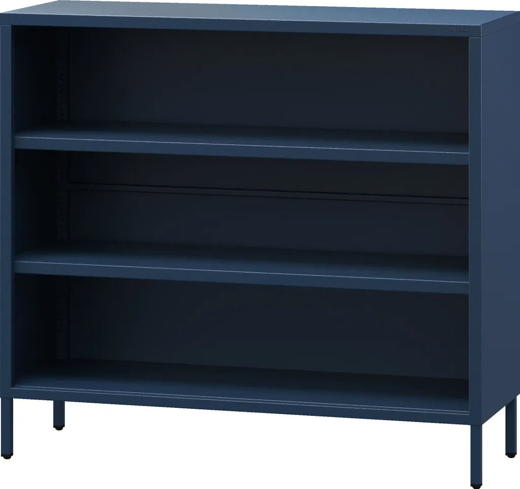 Étagère de rangement basse en métal bleu pour salon et bureau