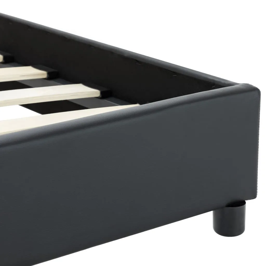 Lit simple 100x200 cm noir en simili cuir - Cadre de lit design moderne