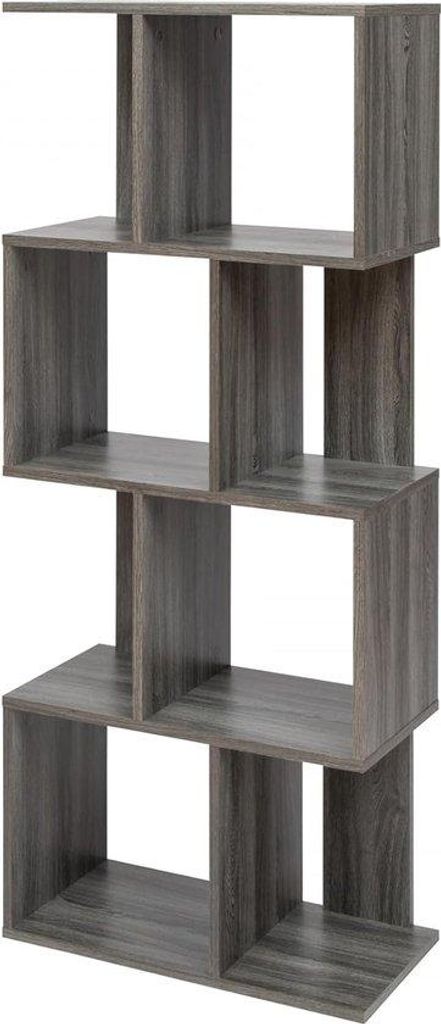Bücherregal, moderner Bücherständer, Bücherkommode, Bücherregal Organizer in Grau-Eiche, 59,5 x 29 x 142 cm