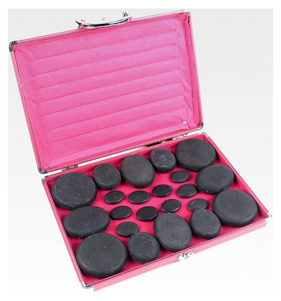 Hot Stone Therapie Set - Basaltsteine für Entspannung und Gesundheit | 20-teilig in verschiedenen Größen | Benutzerfreundlich | für Familie und...