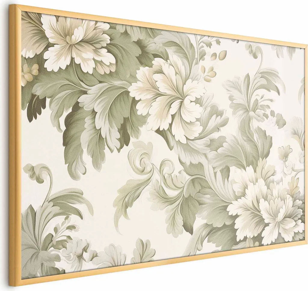 Poster Floreale Vintage 60x40 cm Cornice Dorata Senza Bordo Sconto