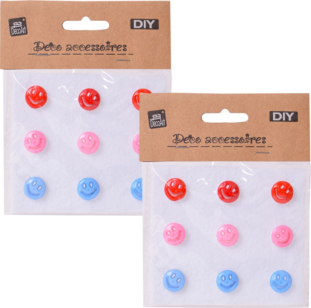 18 Stück DIY Zierknöpfe Ösenknöpfe Smiley Emoji 14 mm bunte Knöpfe zum selber Basteln und Verzieren