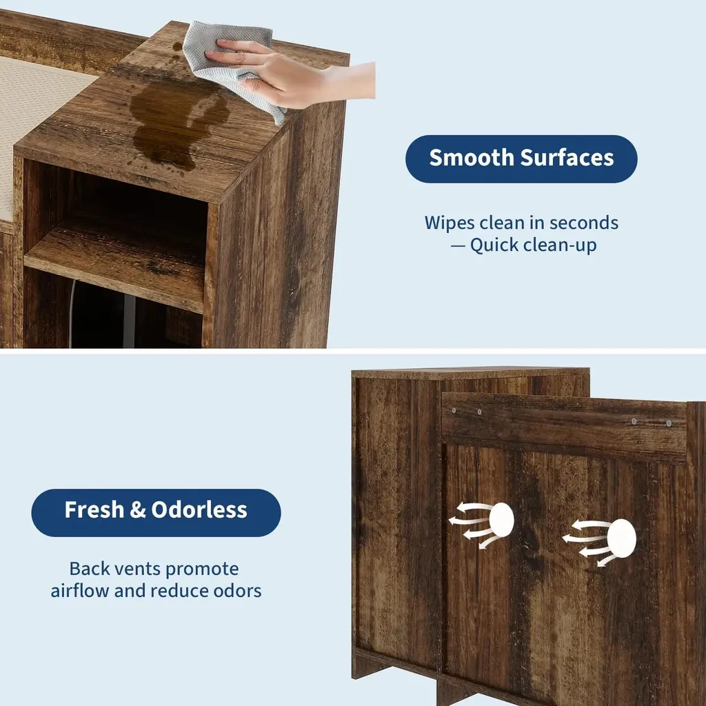 Cache litière pour chat intérieur marron rétro meuble d'appoint discret - 7