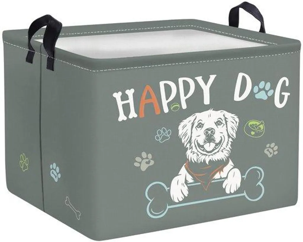 Boîte de rangement pliable 40x30x30 avec couvercle pour chien gris