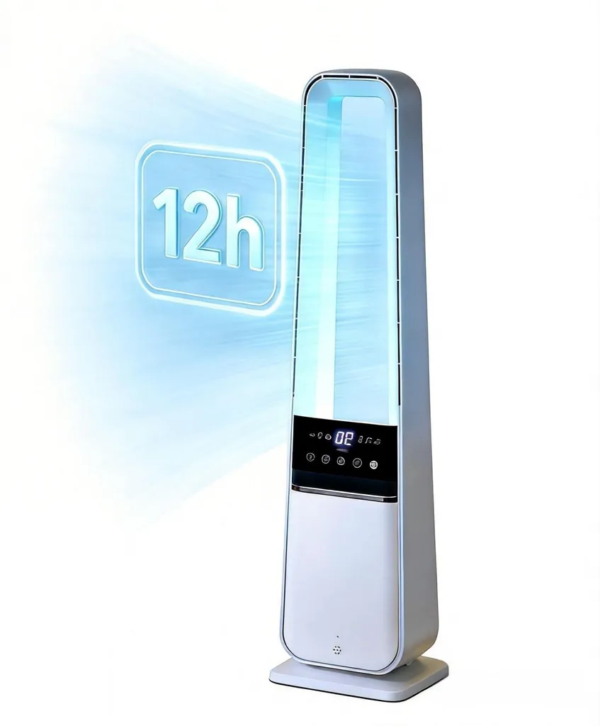 Ventilateur Colonne sans Pales avec Oscillation 50° et Télécommande Noire