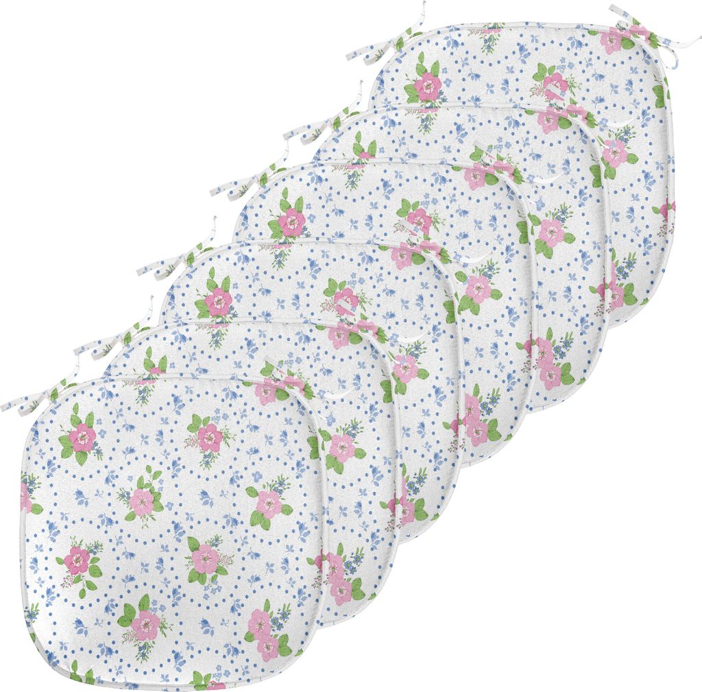 ABAKUHAUS Shabby Flora Polster für Esszimmerstühle, Natur Romantik Klassik, Dekoratives wasserfestes Kissen mit Riemen für Küchensitze, 40 cm x...