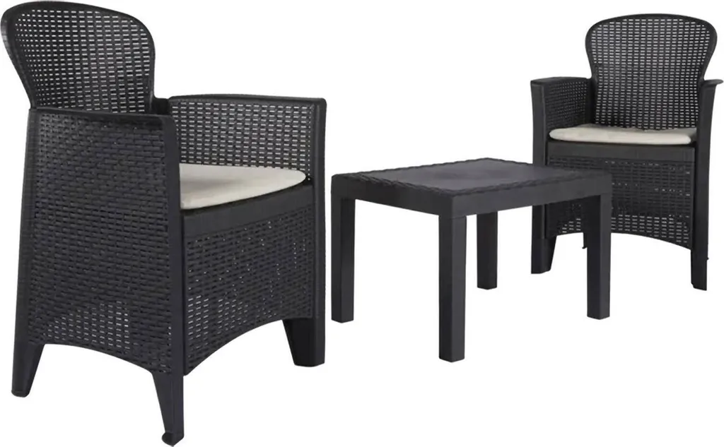 Dmora set Salotto da Esterno Aneta Nero Antracite, 2 Posti Impermeabile, Idrorepellente, Lavabile Italy
